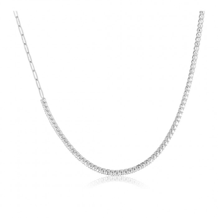 Naszyjnik srebrny - ogniwa z cyrkoniami