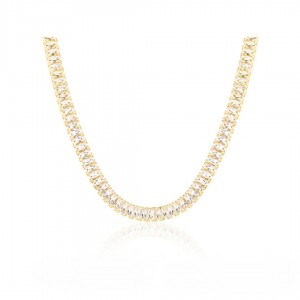 Naszyjnik srebrny pozłacany 925 cyrkonie baguette