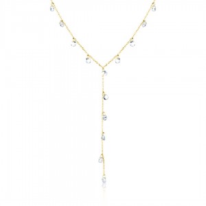 Naszyjnik srebrny pozłacany łańcuszkowy z cyrkoniami