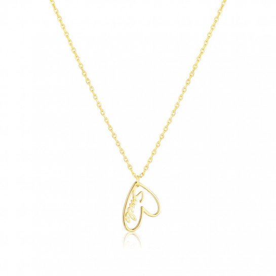 Naszyjnik srebrny pozłacany - serce z napisem "Smile"