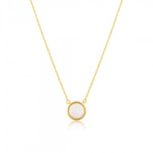 Naszyjnik srebrny pozłacany z białym opalitem