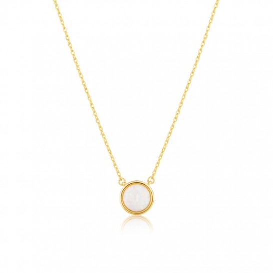 Naszyjnik srebrny pozłacany z białym opalitem