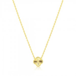 Naszyjnik srebrny pozłacany z frezowaną koniczyną