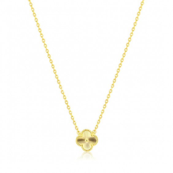 Naszyjnik srebrny pozłacany z frezowaną koniczyną