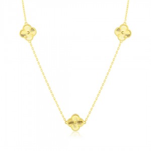 Naszyjnik srebrny pozłacany z frezowanymi koniczynami