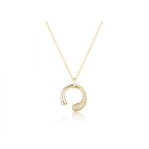 Naszyjnik srebrny pozłacany z zawieszką w kształcie podkowy