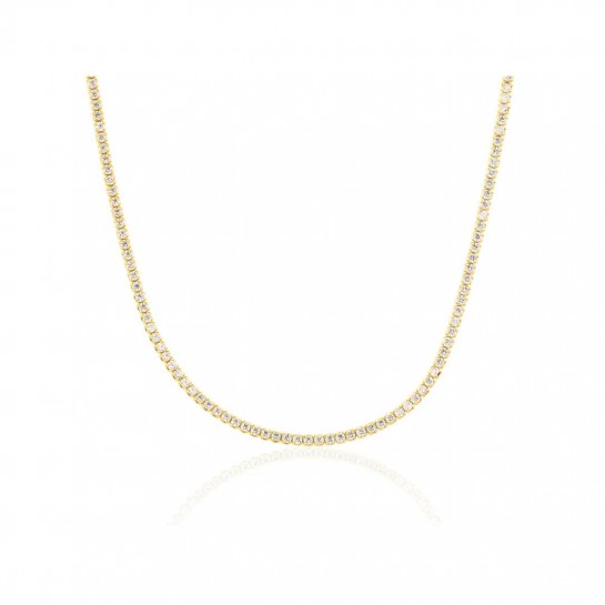 Naszyjnik srebrny pozłacany zdobiony cyrkoniami - kostka