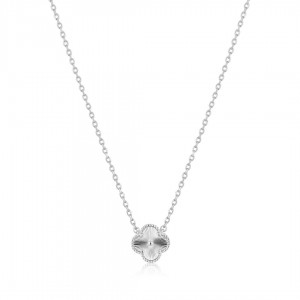 Naszyjnik srebrny pr. 925 z frezowaną koniczyną