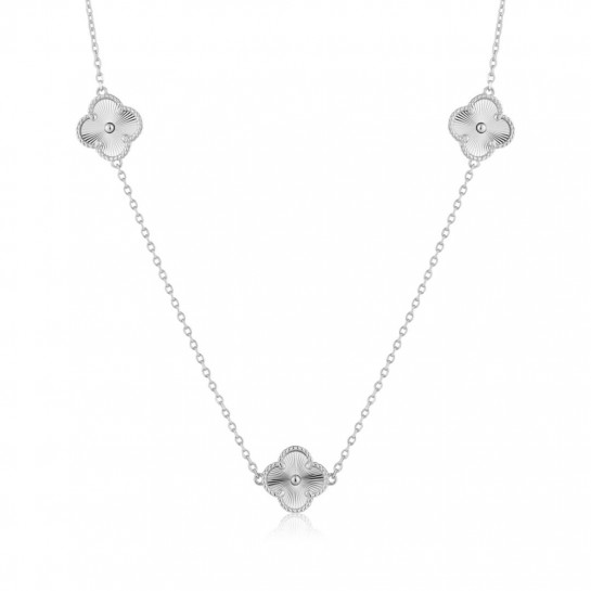 Naszyjnik srebrny pr. 925 z frezowanymi koniczynami