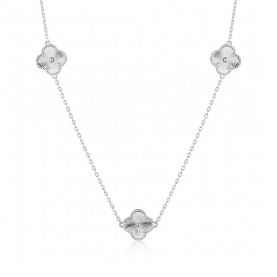 Naszyjnik srebrny pr. 925 z frezowanymi koniczynami