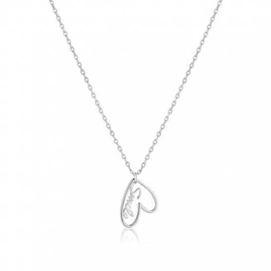 Naszyjnik srebrny - serce z napisem "Smile"