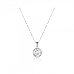 Naszyjnik srebrny z dużą okrągłą cyrkonią