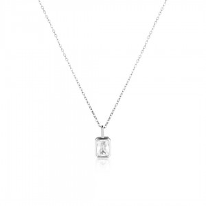 Naszyjnik srebrny z dużą prostokątną cyrkonią