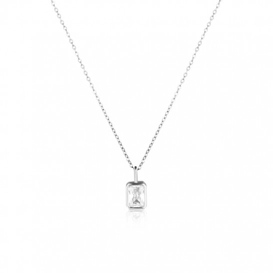 Naszyjnik srebrny z dużą prostokątną cyrkonią