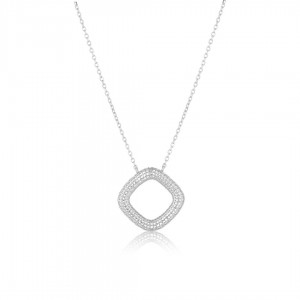 Naszyjnik srebrny z kwadratową ażurową zawieszką