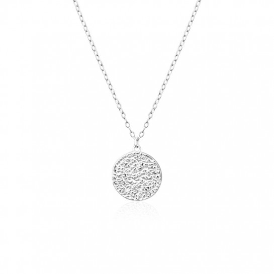 Naszyjnik srebrny z okrągłą nieregularną zawieszką