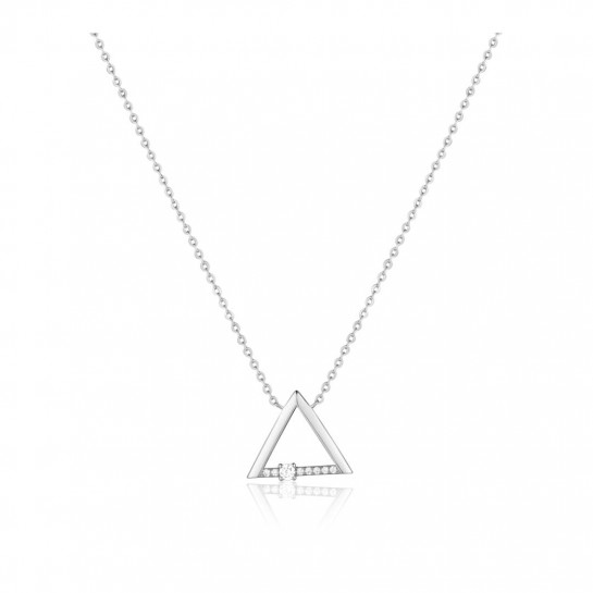 Naszyjnik srebrny z zawieszką - trójkąt zdobiony cyrkoniami