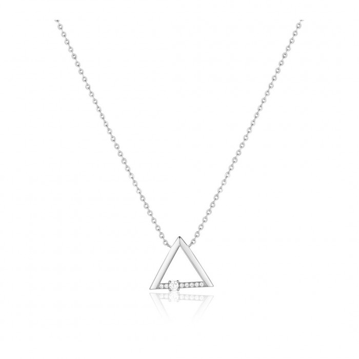 Naszyjnik srebrny z zawieszką - trójkąt zdobiony cyrkoniami