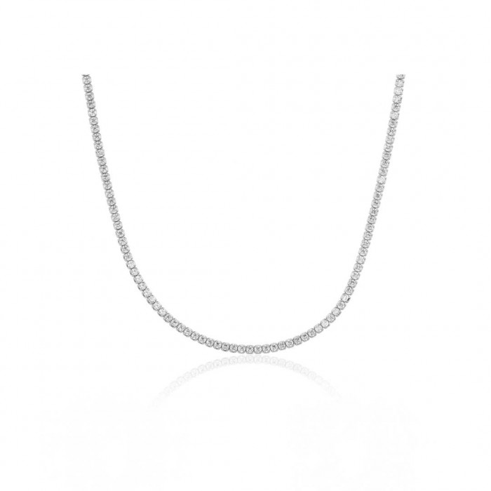 Naszyjnik srebrny zdobiony cyrkoniami - kostka