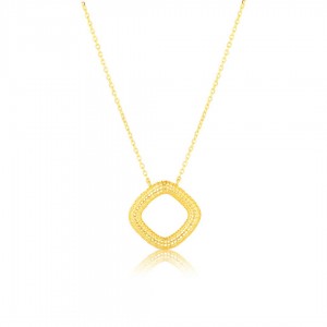 Naszyjnik srebrny złocony z kwadratową ażurową zawieszką