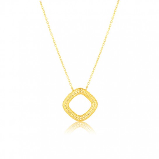 Naszyjnik srebrny złocony z kwadratową ażurową zawieszką