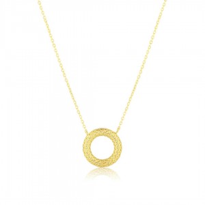 Naszyjnik srebrny złocony z okrągłą ażurową zawieszką