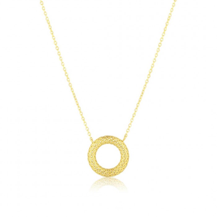 Naszyjnik srebrny złocony z okrągłą ażurową zawieszką