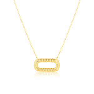 Naszyjnik srebrny złocony z owalną ażurową zawieszką