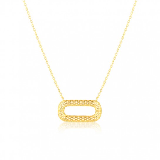 Naszyjnik srebrny złocony z owalną ażurową zawieszką