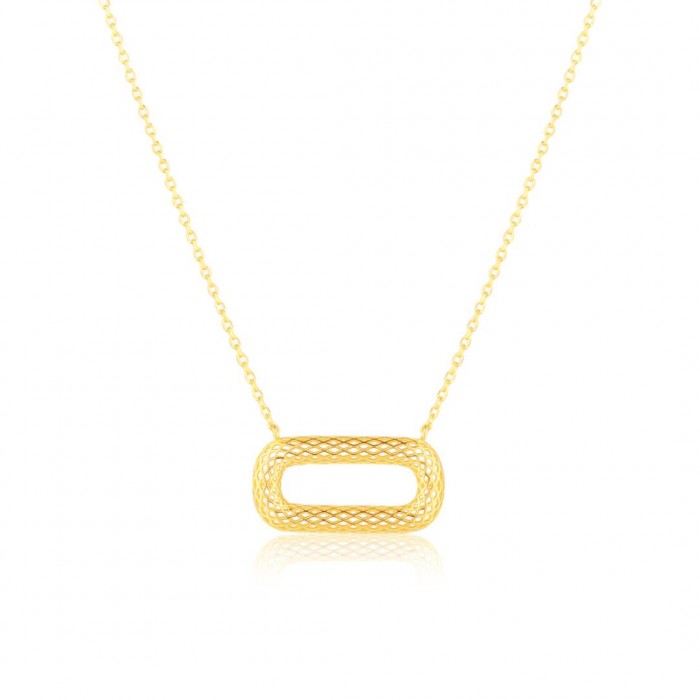 Naszyjnik srebrny złocony z owalną ażurową zawieszką