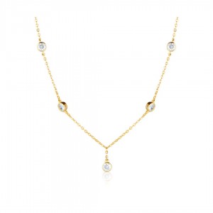 Naszyjnik srebro pozłacane z okrągłymi cyrkoniami