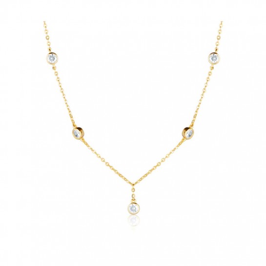 Naszyjnik srebro pozłacane z okrągłymi cyrkoniami