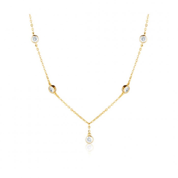 Naszyjnik srebro pozłacane z okrągłymi cyrkoniami