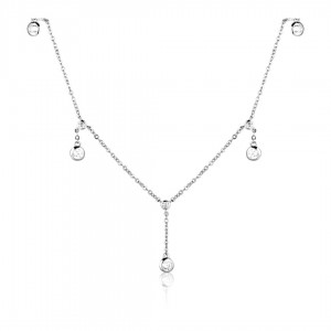 Naszyjnik srebro pr. 925 z okrągłymi białymi cyrkoniami