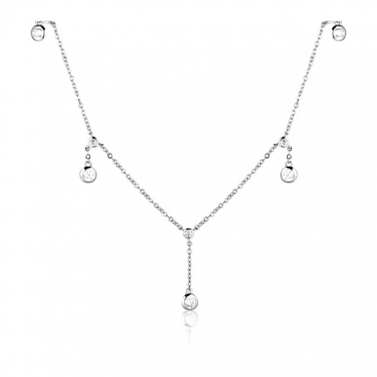 Naszyjnik srebro pr. 925 z okrągłymi białymi cyrkoniami