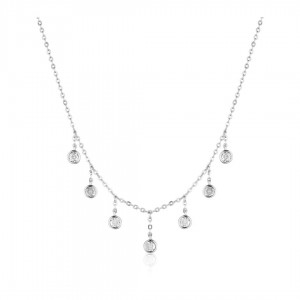 Naszyjnik srebro pr. 925 z okrągłymi wiszącymi cyrkoniami