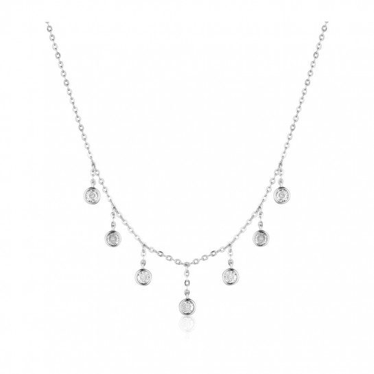 Naszyjnik srebro pr. 925 z okrągłymi wiszącymi cyrkoniami