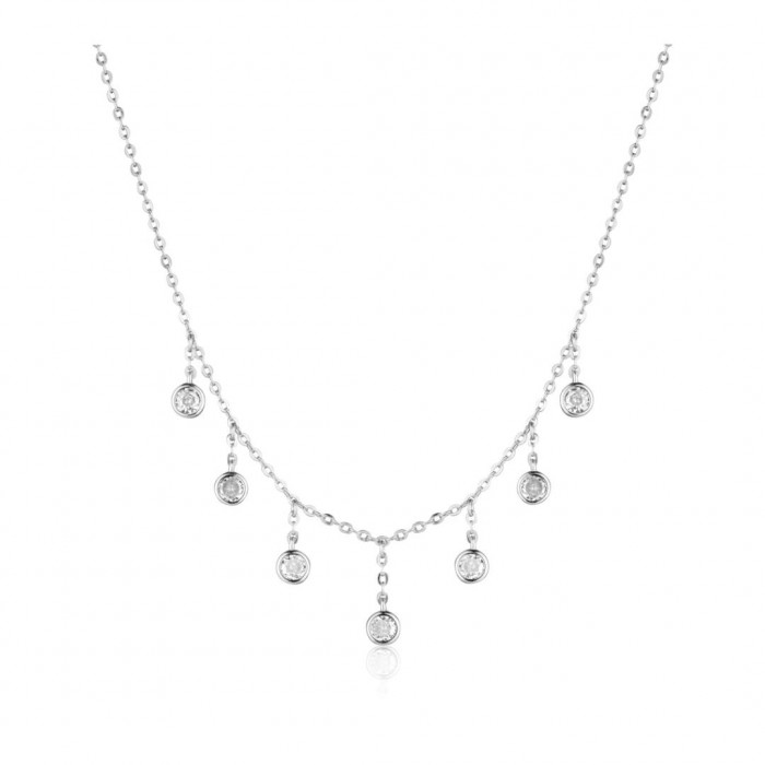Naszyjnik srebro pr. 925 z okrągłymi wiszącymi cyrkoniami