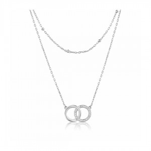 Srebrny naszyjnik 925 podwójny - koła z cyrkoniami