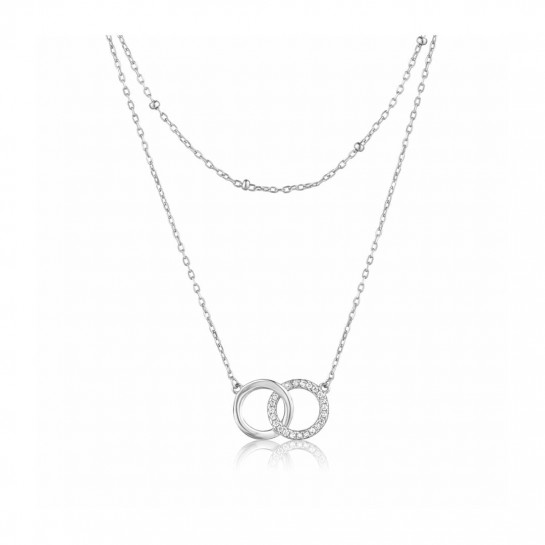 Srebrny naszyjnik 925 podwójny - koła z cyrkoniami