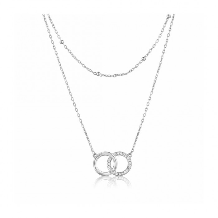 Srebrny naszyjnik 925 podwójny - koła z cyrkoniami