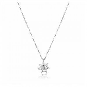 Srebrny naszyjnik p. 925 kwiatek z cyrkoniami