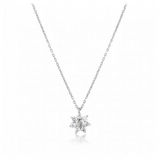 Srebrny naszyjnik p. 925 kwiatek z cyrkoniami