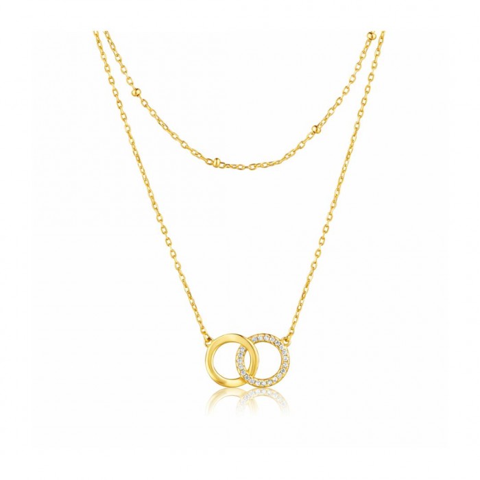 Srebrny naszyjnik pozłacany podwójny - koła z cyrkoniami