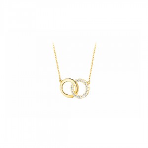 Srebrny naszyjnik pozłacany - złączone koła z cyrkoniami