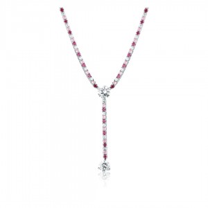 Srebrny naszyjnik pr. 925 z różowymi cyrkoniami – elegancka kolia