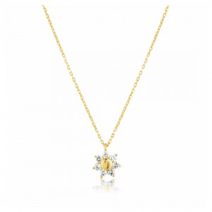 Srebrny pozłacany naszyjnik p. 925 kwiatek z cyrkoniami