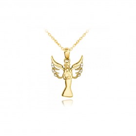 Naszyjnik pozłacany - anioł obejmujący serce