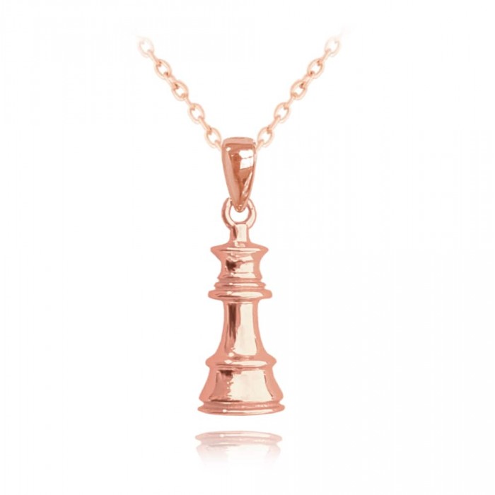 Naszyjnik pozłacany (rose gold) - figura szachowa (hetman)