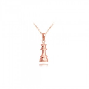 Naszyjnik pozłacany (rose gold) - figura szachowa (hetman)